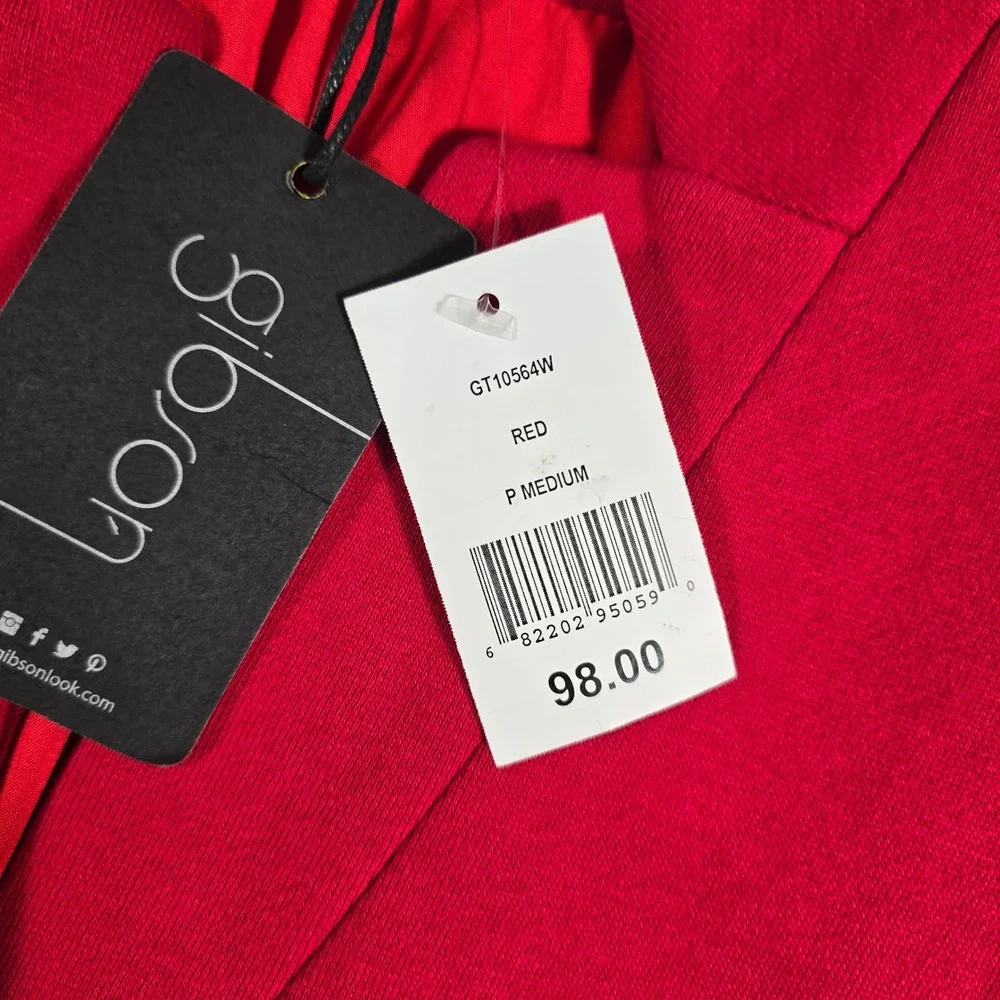 Gibson Womens Red Notchless Single Button Blazer GT10564W Petite Medium NWT